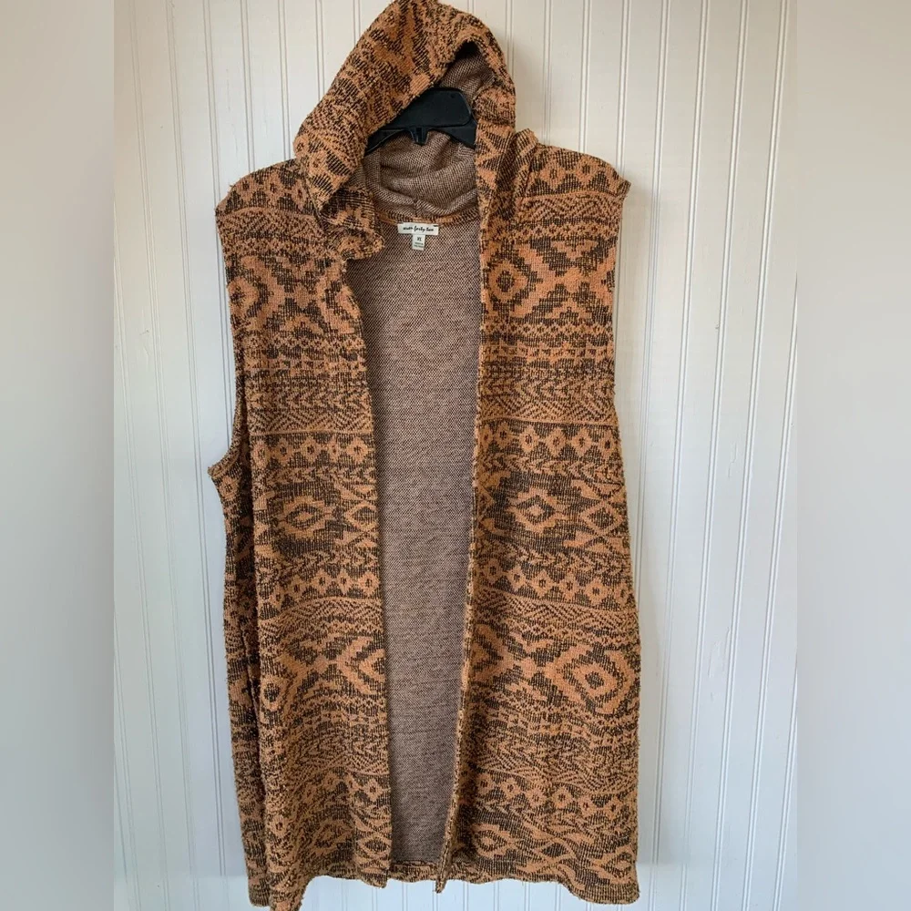 Seven Forty Two (XL) Long, Sleeveless Duster/Cardigan with hoodie - Picture 1 of 7